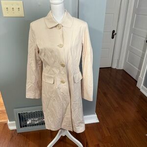 Talbots Women’s Medium Button-up Trench Coat, Cream Color, Knee Length
